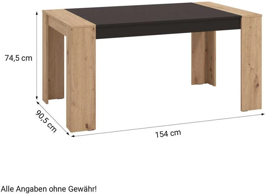 Homestyle4U Valgomojo stalas, 154x90.5x74.5 cm, juodas ir rudas