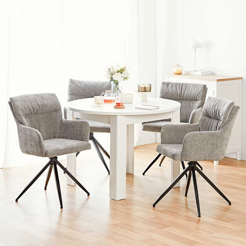 Homestyle4U Valgomasis stalas, 106x106x76.5 cm, balta