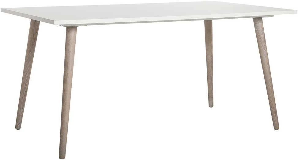 Homestyle4U Valgomojo stalo komplektas, išskleidžiamas valgomojo stalas su 4 aptrauktomis kėdėmis, 160x90x75 cm, balta, pilka