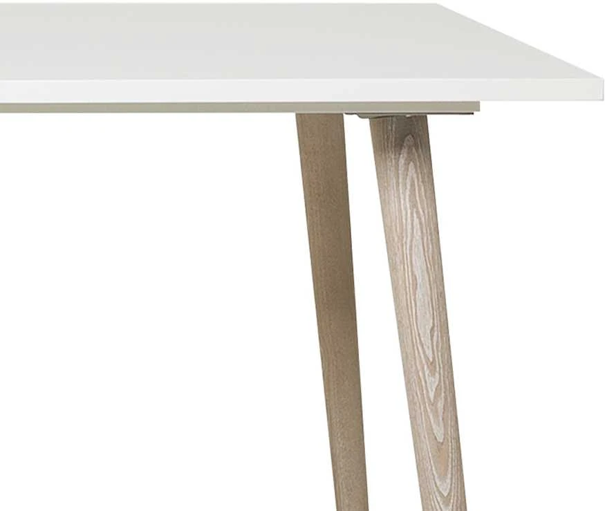 Homestyle4U Valgomojo stalo komplektas, išskleidžiamas valgomojo stalas su 4 aptrauktomis kėdėmis, 160x90x75 cm, balta, pilka