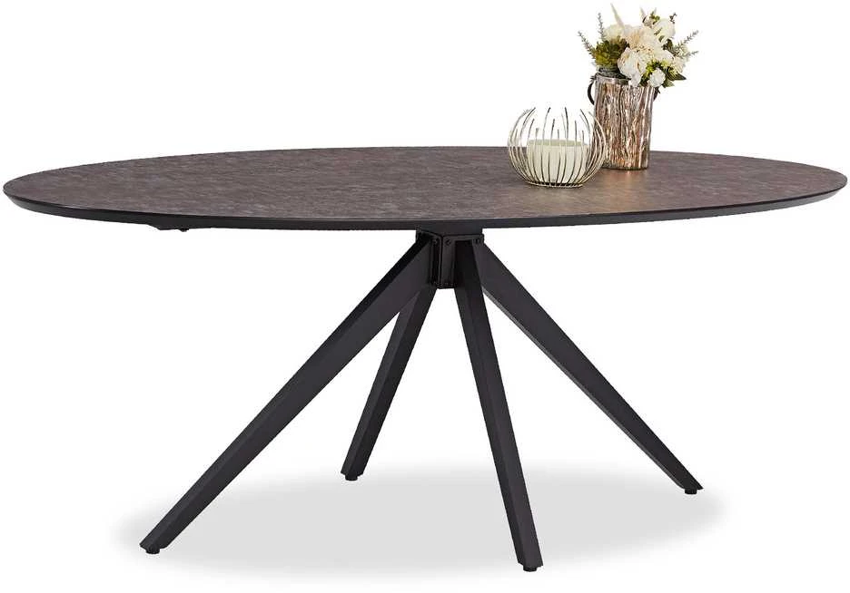 Homestyle4U Valgomojo stalas su kėdėmis, 200x95x76 cm, ruda, juoda