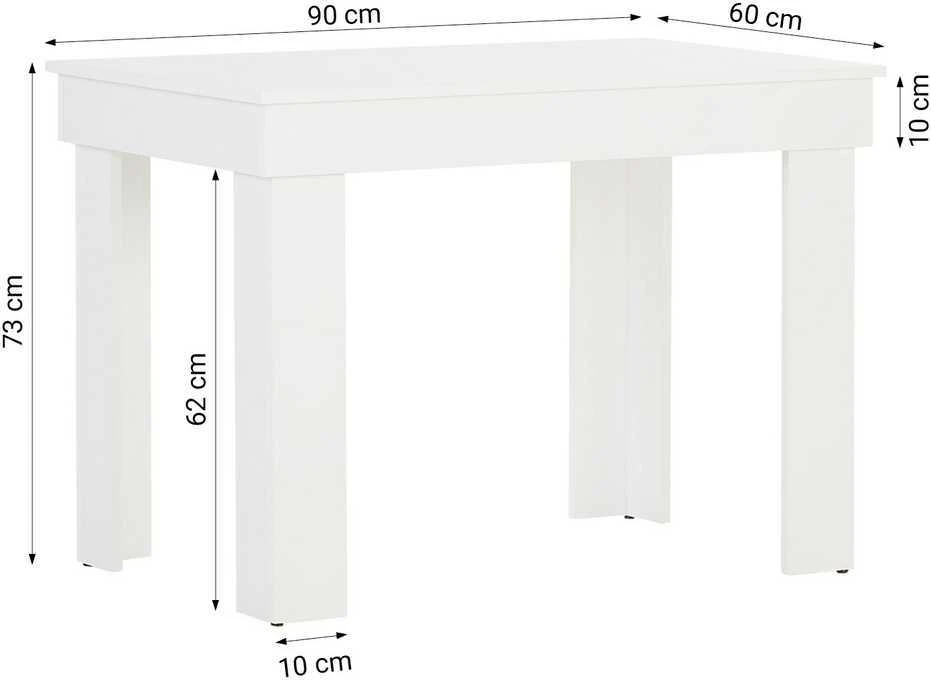 Homestyle4U Valgomojo stalo komplektas, 90x73x60 cm, balta, pilka