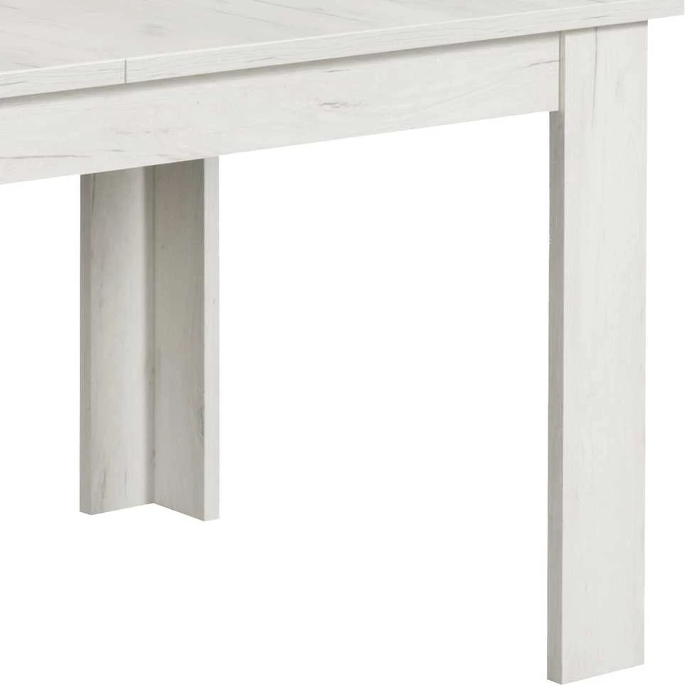 Homestyle4U Valgomojo stalas ir kėdžių komplektas, 160.5x90.5x76.5 cm, balta, pilka, juoda