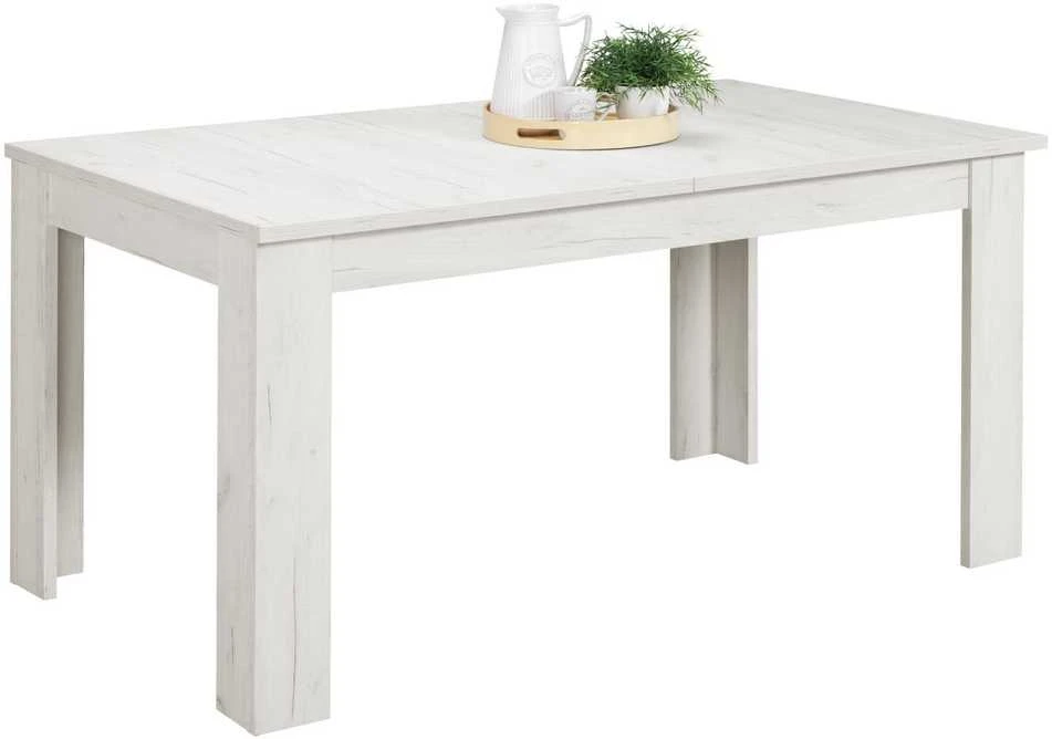 Homestyle4U Valgomojo stalas ir kėdžių komplektas, 160.5x90.5x76.5 cm, balta, pilka, juoda
