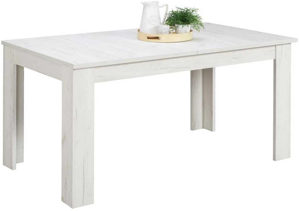 Homestyle4U Valgomojo stalas su kėdėmis, 160.5x90.5x76.5 cm, balta, pilka