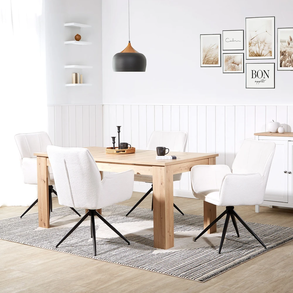 Homestyle4U Valgomojo kėdžių komplektas, 61x92,5x57,5 cm, balta