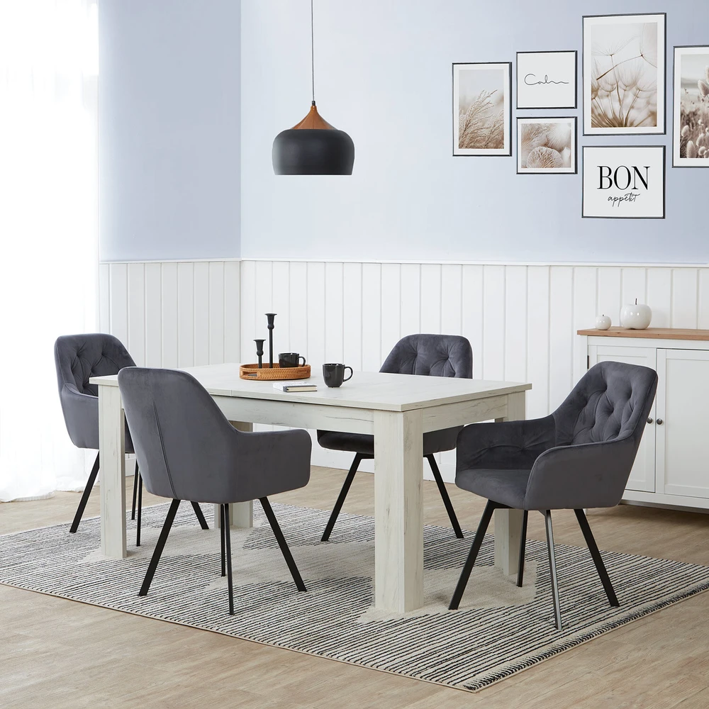Homestyle4U Valgomojo kėdžių komplektas, 59x87,5x65 cm, pilka