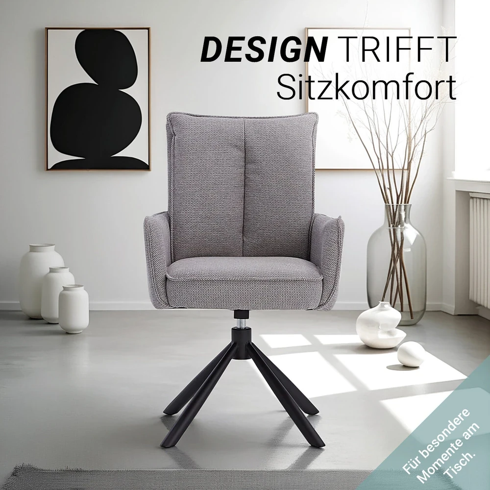 Homestyle4U Valgomojo kėdžių komplektas, 59x93,5x64 cm, pilka