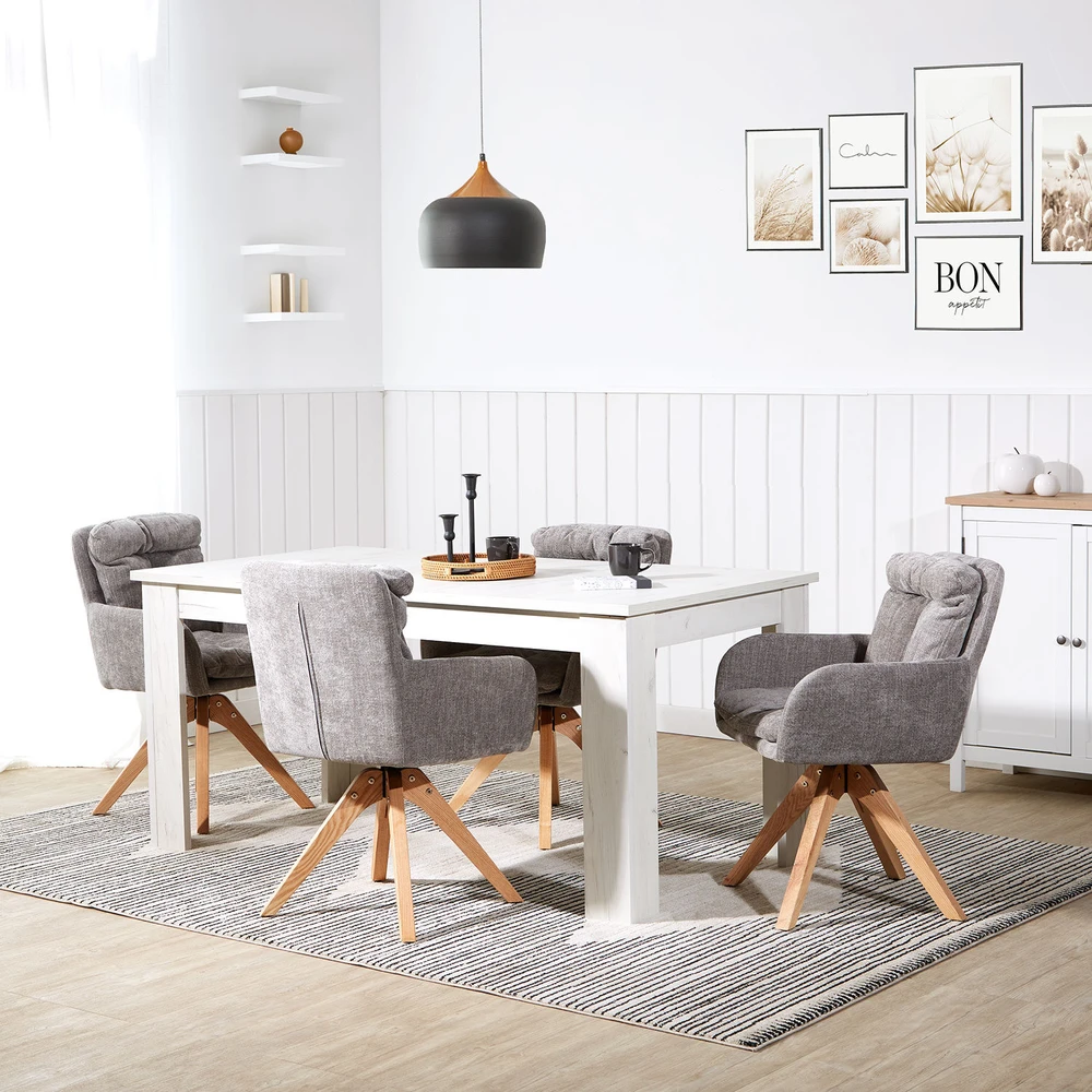 Homestyle4U Valgomojo kėdžių komplektas, 58.5x84x60 cm, pilka