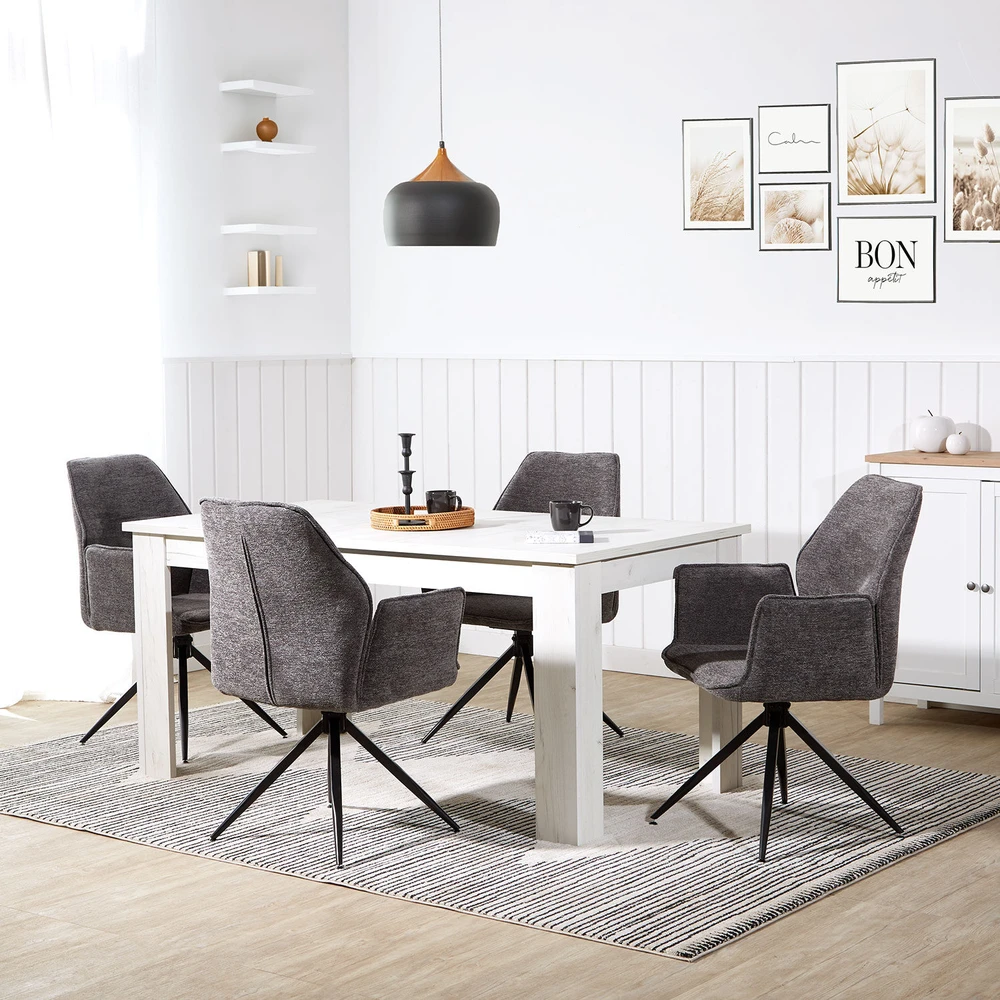 Homestyle4U Valgomojo kėdžių komplektas, 61x92,5x60 cm, pilka