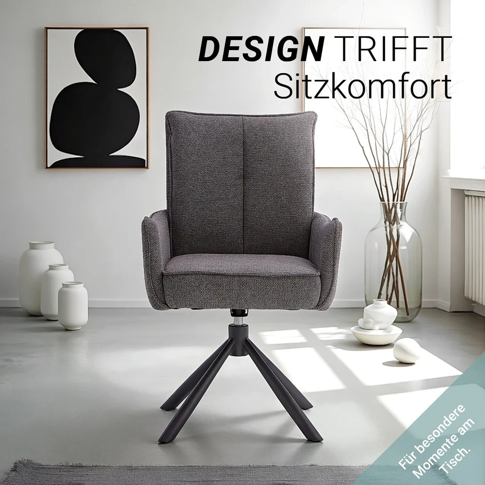 Homestyle4U Valgomojo kėdžių komplektas, 59x93,5x64 cm, pilka