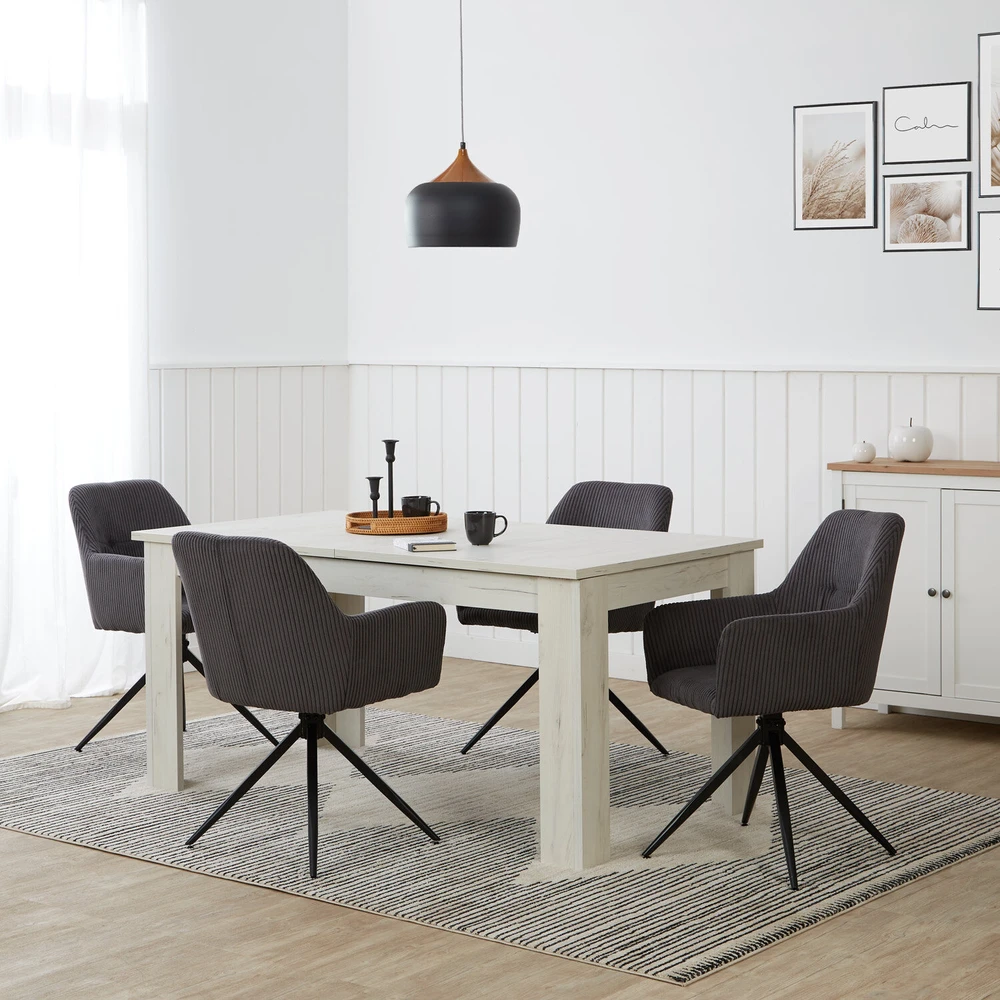 Homestyle4U Valgomojo kėdžių komplektas, 57x85x59 cm, pilka