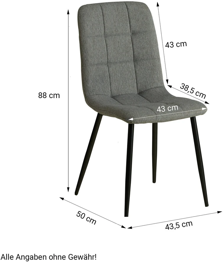 Homestyle4U Valgomojo kėdžių komplektas, 43.5x88x50 cm, pilka