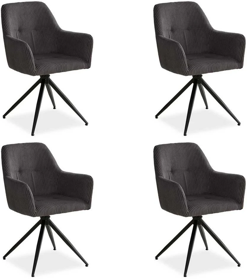 Homestyle4U Valgomojo kėdžių komplektas, 57x85x59 cm, pilka