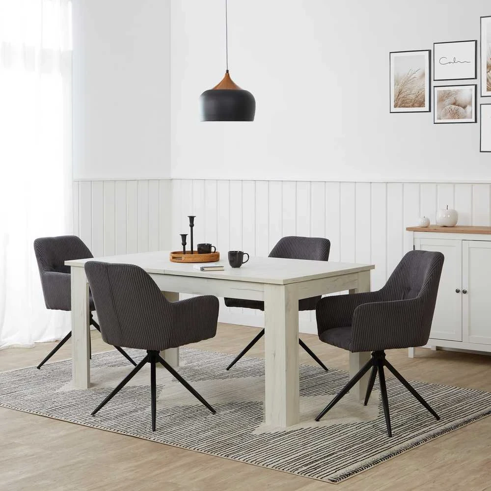 Homestyle4U Valgomojo kėdžių komplektas, 57x85x59 cm, pilka
