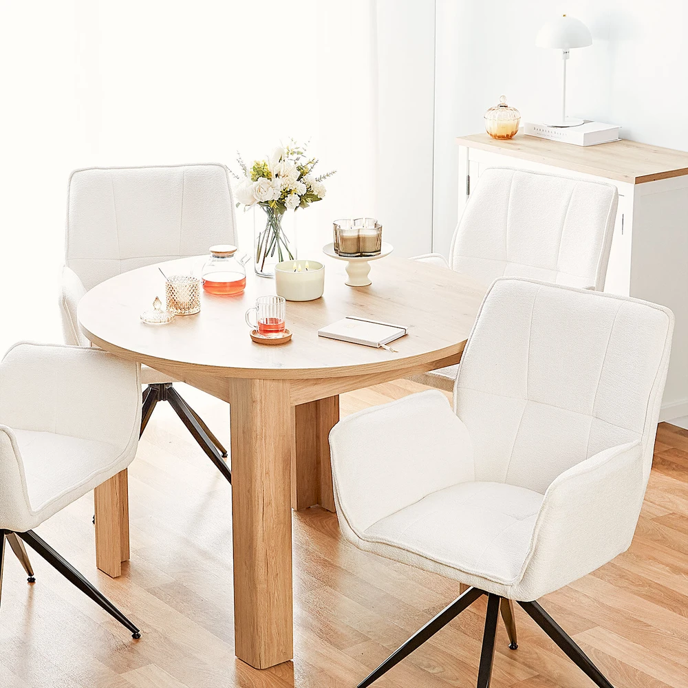 Homestyle4U Valgomojo stalas, 106.5x106.5x76.5 cm, rudas