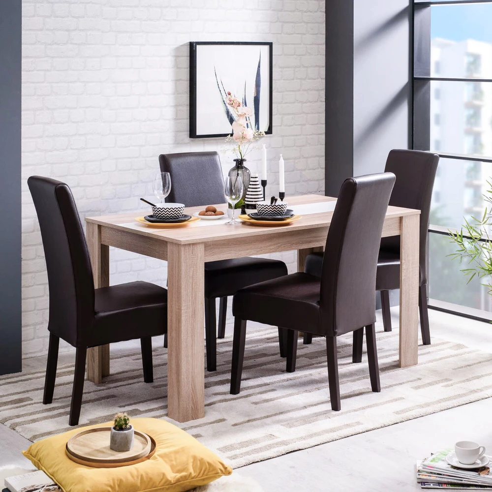 Homestyle4U Valgomojo stalas, 135x80,5x75 cm, rudas