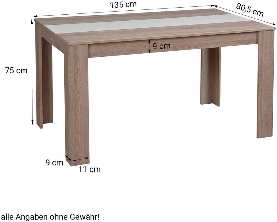 Homestyle4U Valgomojo stalas, 135x80,5x75 cm, rudas