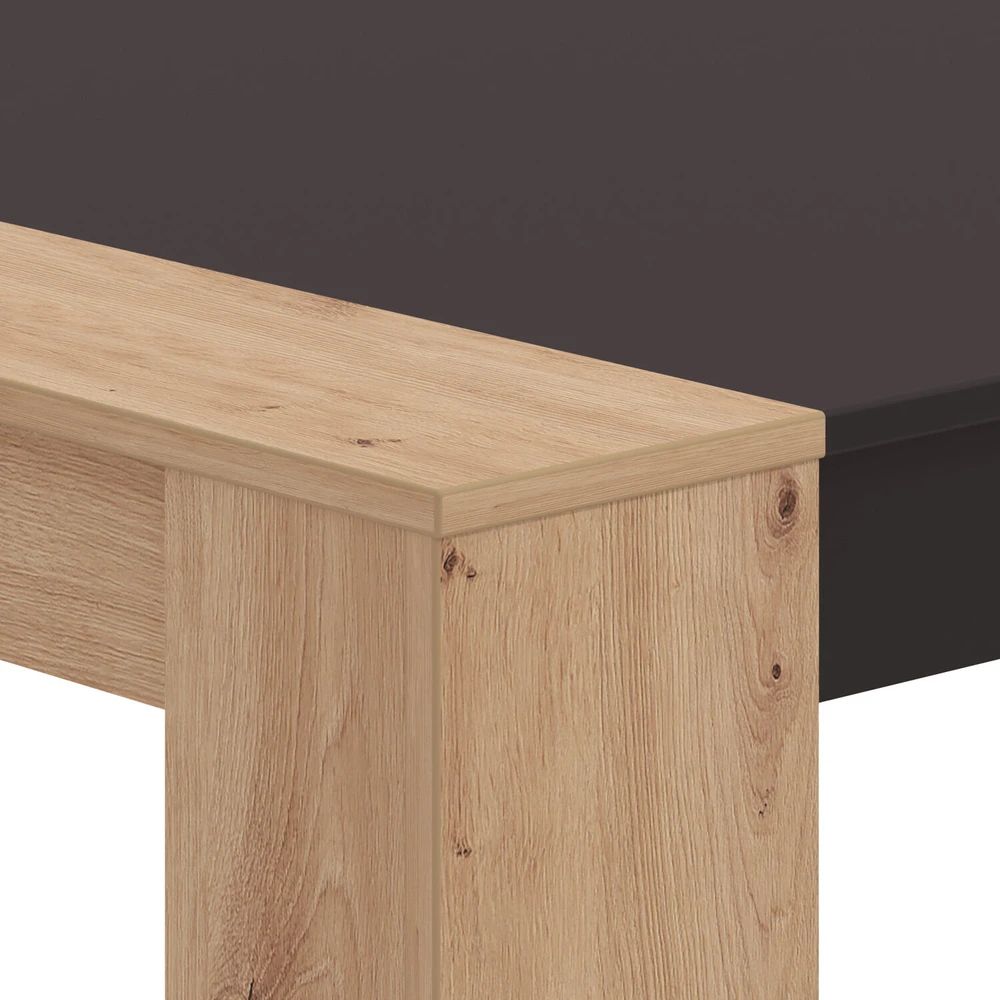 Homestyle4U Valgomojo stalas, 154x90.5x74.5 cm, juodas ir rudas