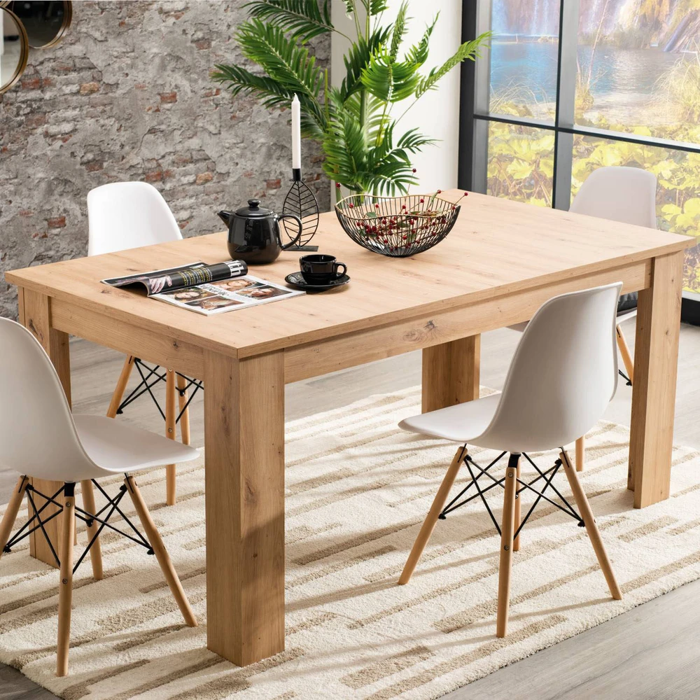 Homestyle4U Valgomojo stalas, 200.5x90.5x76.5 cm, rudas