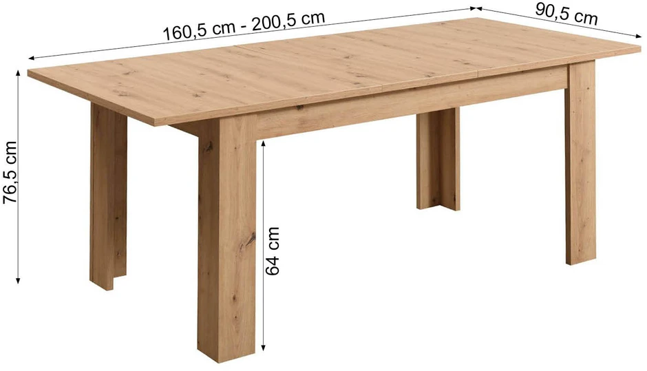 Homestyle4U Valgomojo stalas, 200.5x90.5x76.5 cm, rudas