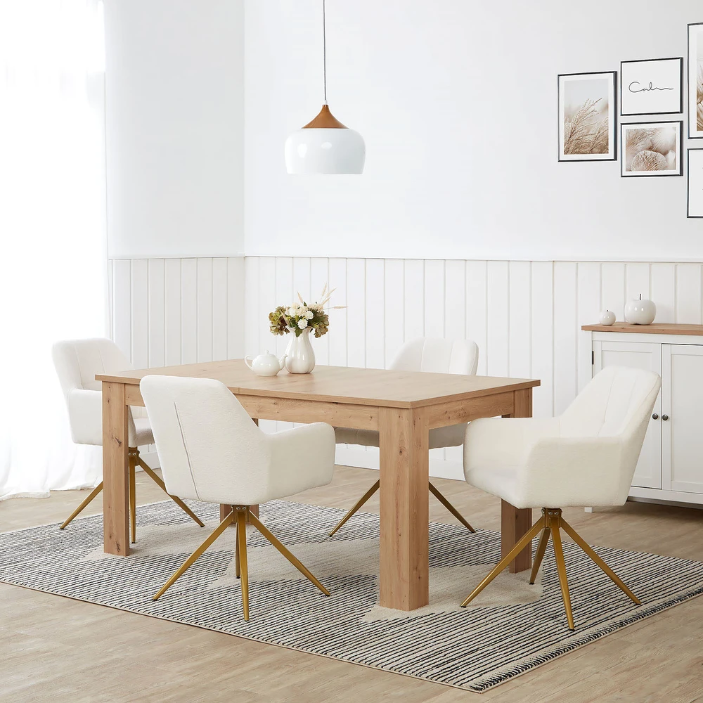 Homestyle4U Valgomojo stalas, 200.5x90.5x76.5 cm, rudas