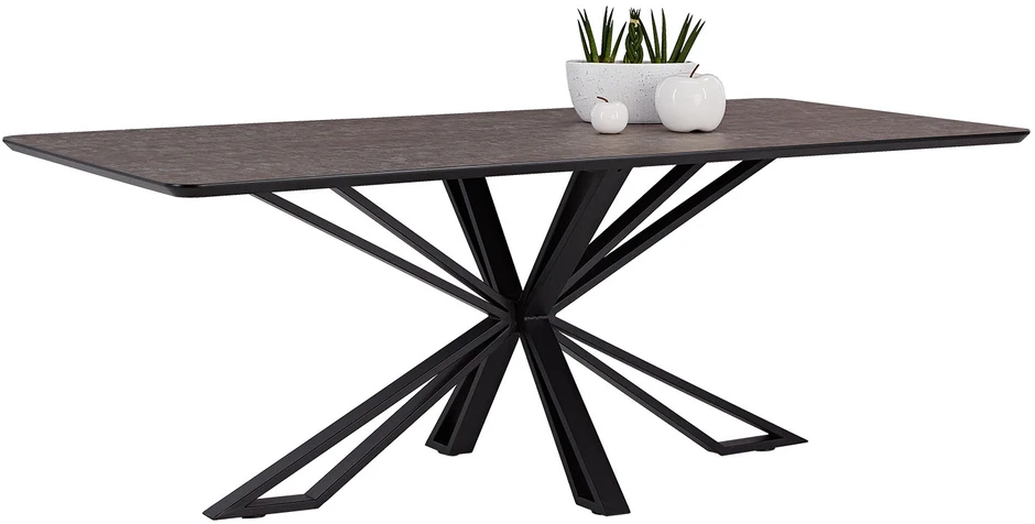 Homestyle4U Valgomojo stalas, 200x100x76 cm, rudas, juodas