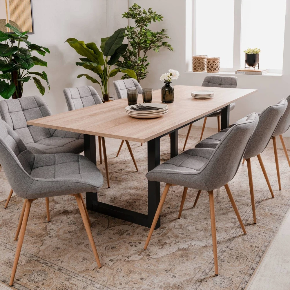 Homestyle4U Valgomojo stalas, 200x90x75 cm, ruda, pilka