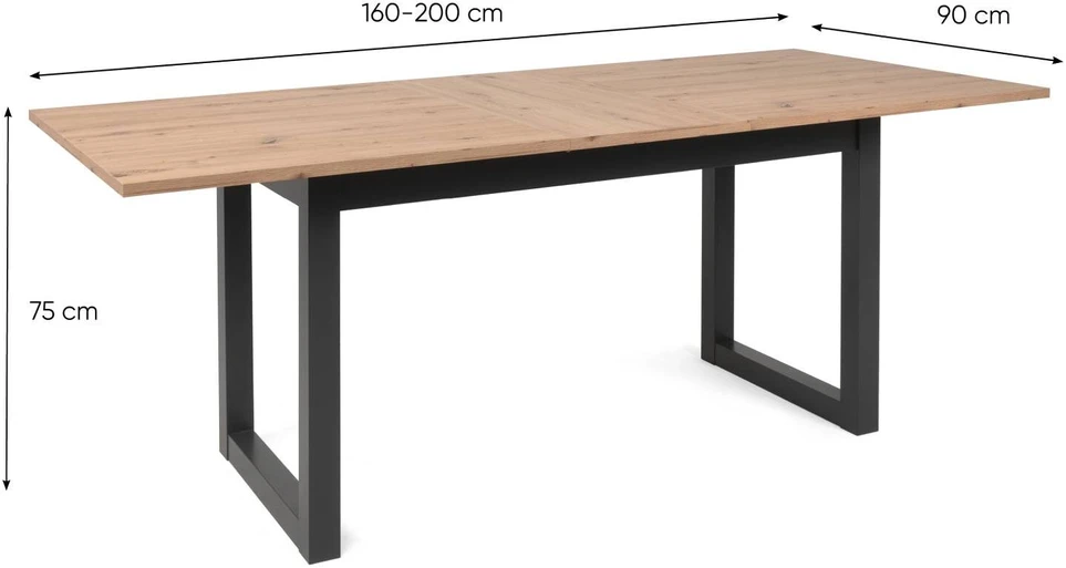 Homestyle4U Valgomojo stalas, 200x90x75 cm, ruda, pilka