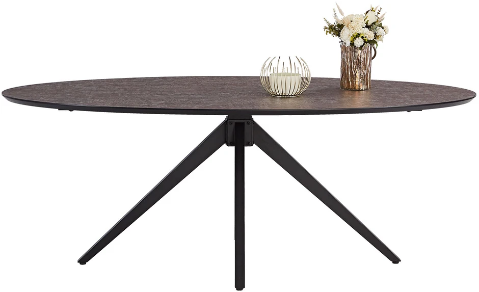 Homestyle4U Valgomojo stalas, 200x95x76 cm, rudas, juodas