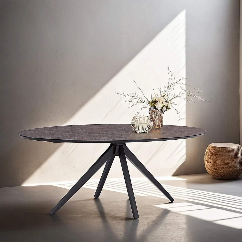Homestyle4U Valgomojo stalas, 200x95x76 cm, rudas, juodas