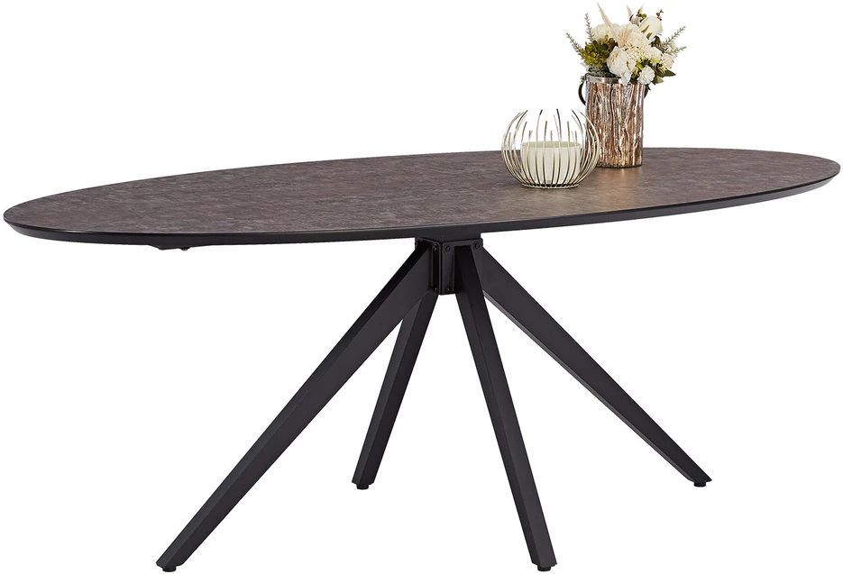 Homestyle4U Valgomojo stalas, 200x95x76 cm, rudas, juodas