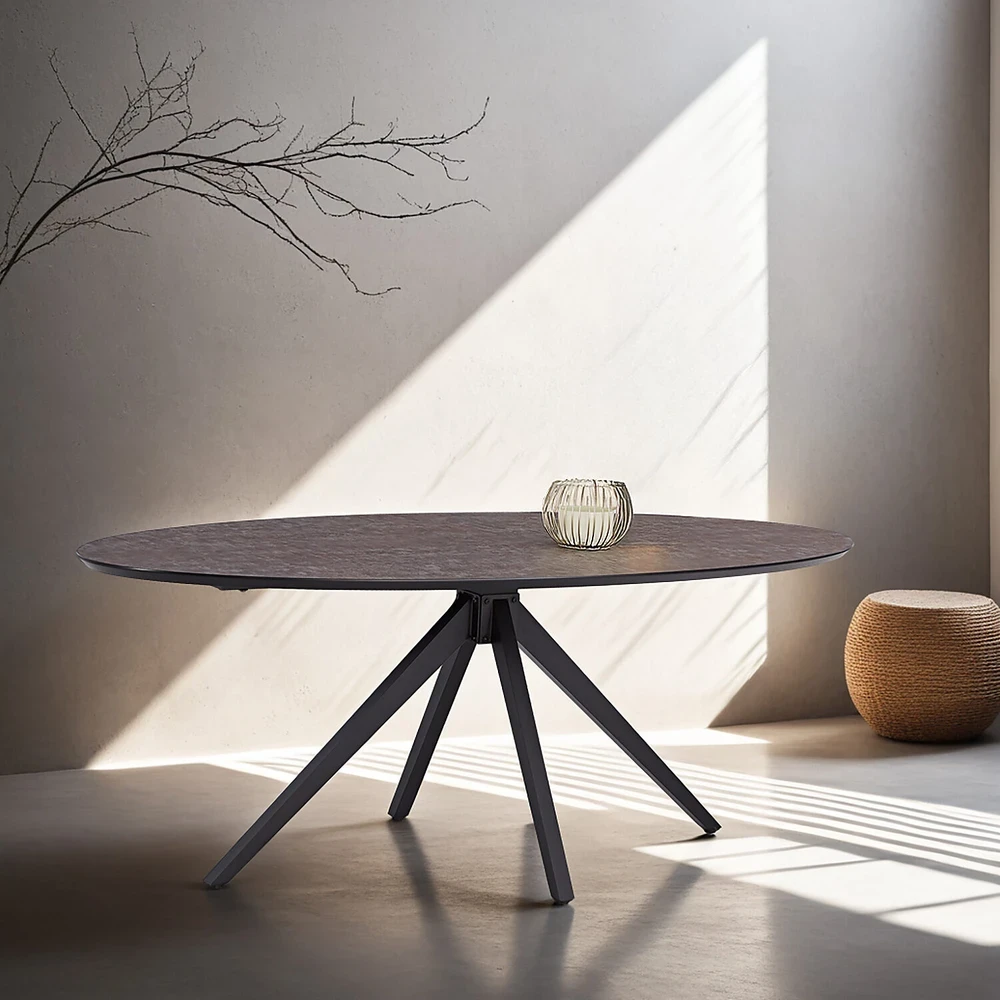 Homestyle4U Valgomojo stalas, 200x95x76 cm, rudas, juodas