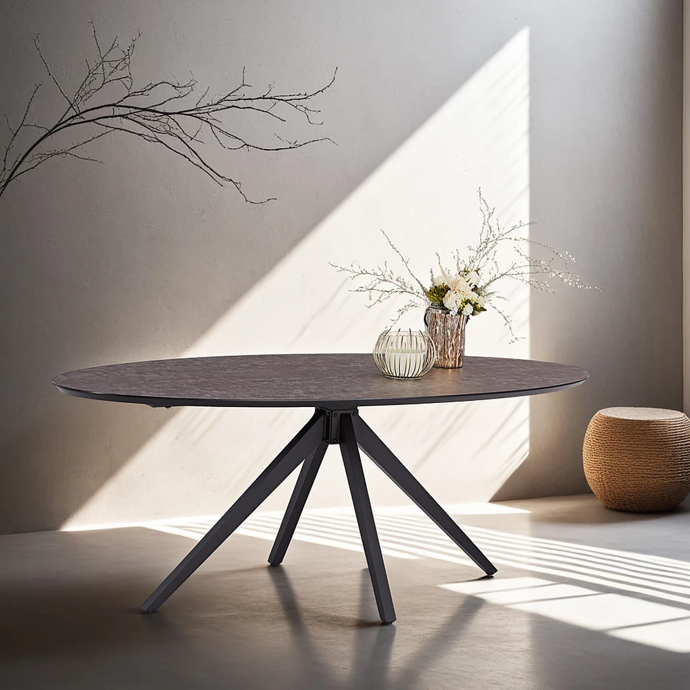 Homestyle4U Valgomojo stalas, 200x95x76 cm, rudas, juodas
