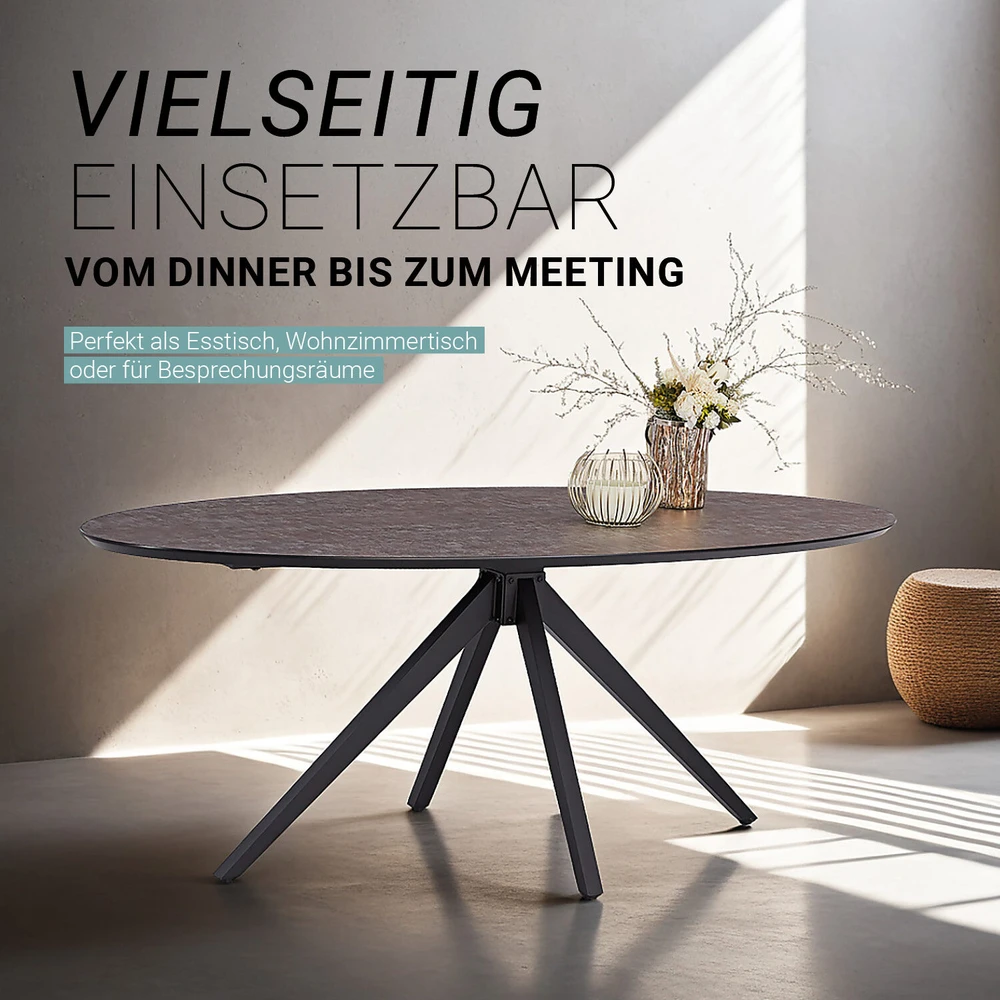 Homestyle4U Valgomojo stalas, 200x95x76 cm, rudas, juodas