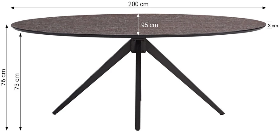 Homestyle4U Valgomojo stalas, 200x95x76 cm, rudas, juodas