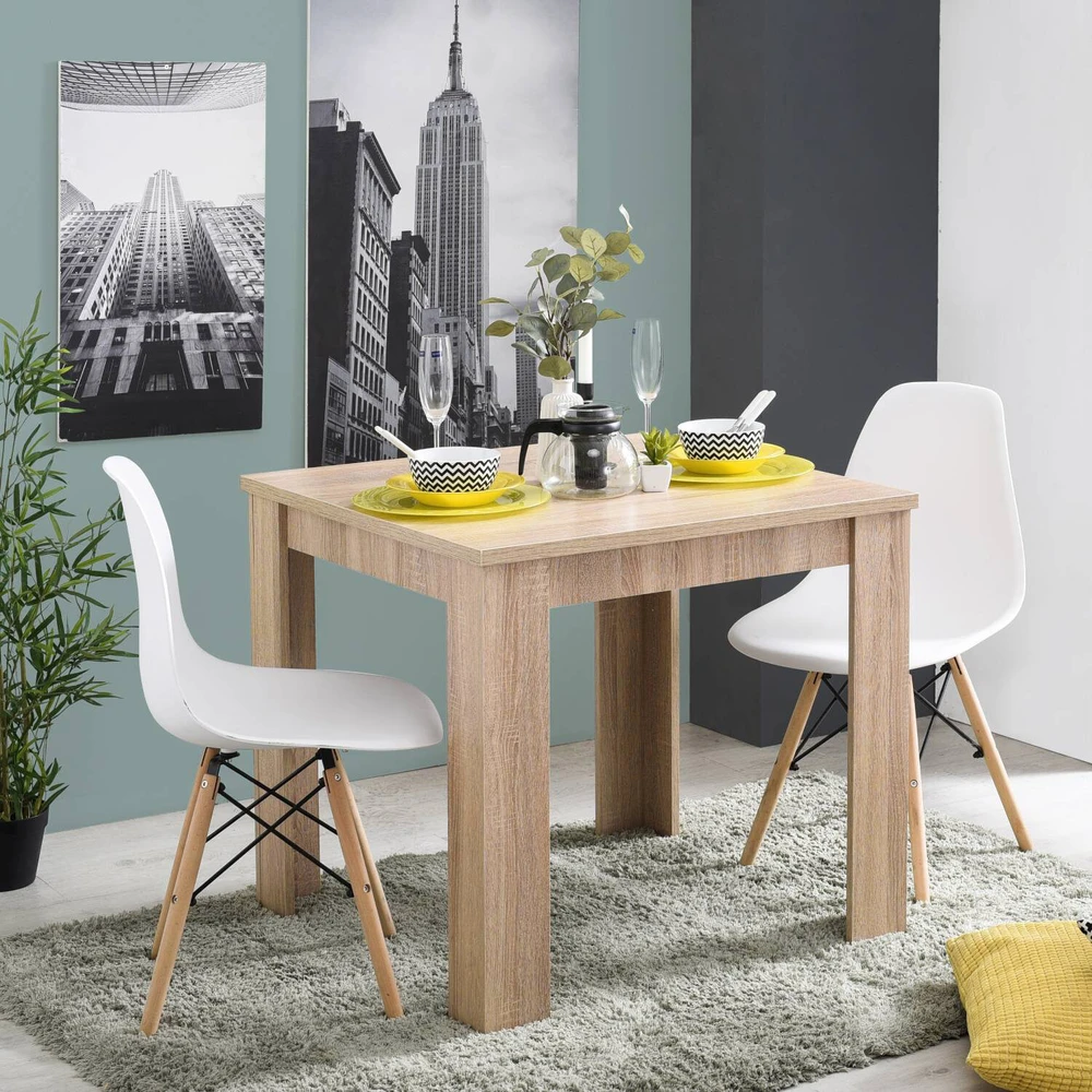 Homestyle4U Valgomojo stalas, 80x80x75 cm, rudas
