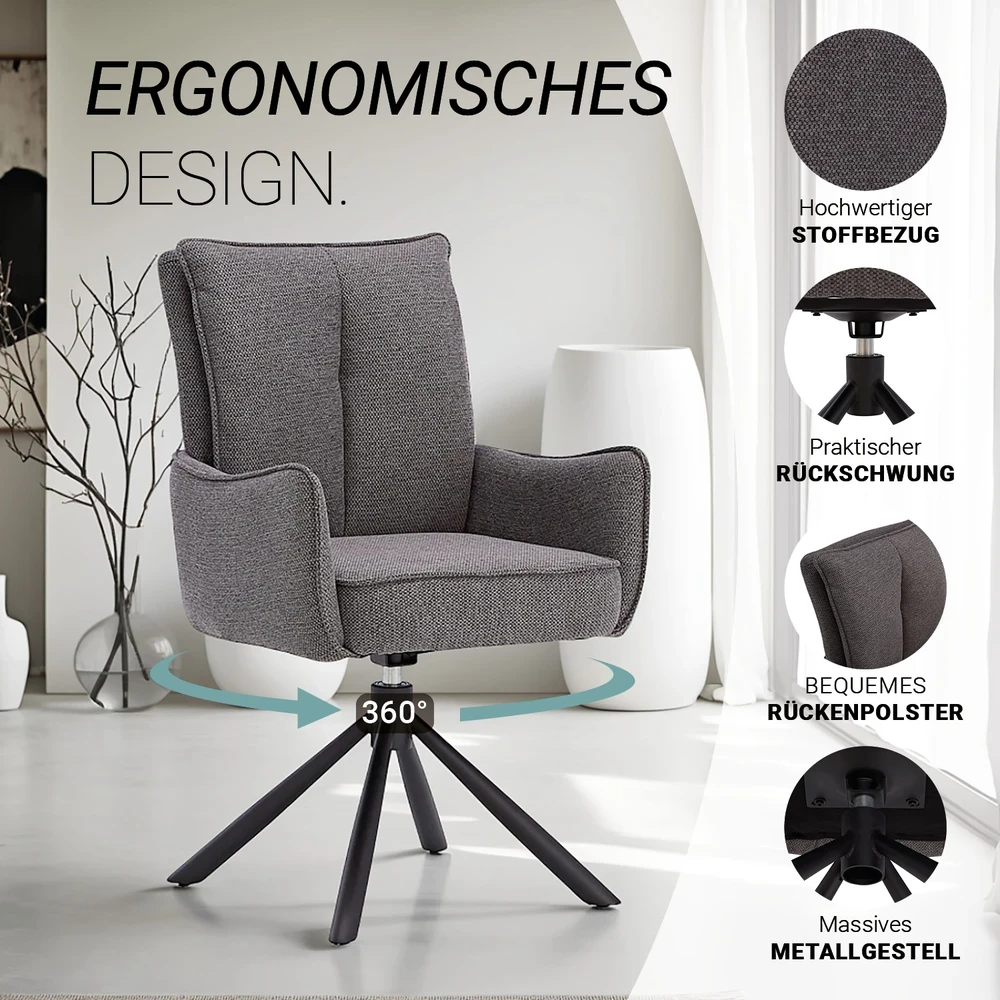 Homestyle4U Valgomojo stalas ir kėdžių komplektas, 200x95x93.5 cm, ruda, juoda, pilka