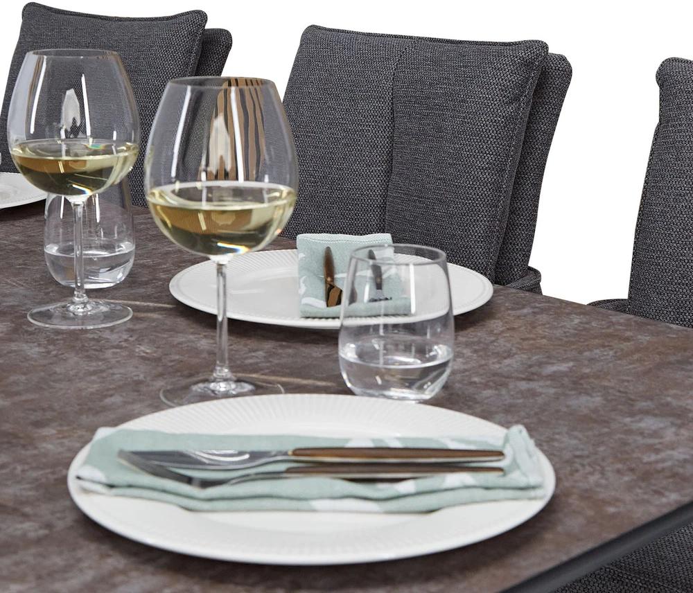 Homestyle4U Valgomojo stalas ir kėdžių komplektas, 200x100x93.5 cm, ruda, juoda, pilka