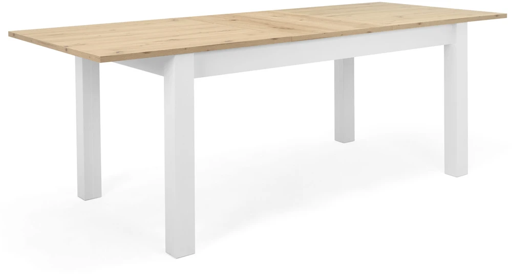 Homestyle4U Valgomojo stalas su kėdėmis, 215x90x75 cm, pilka, balta, ruda