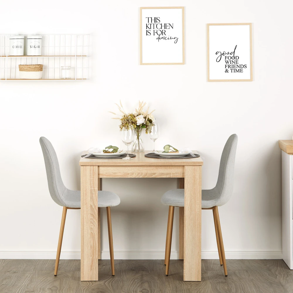 Homestyle4U Valgomojo stalas su kėdėmis, 80x80x75 cm, pilka ir ruda