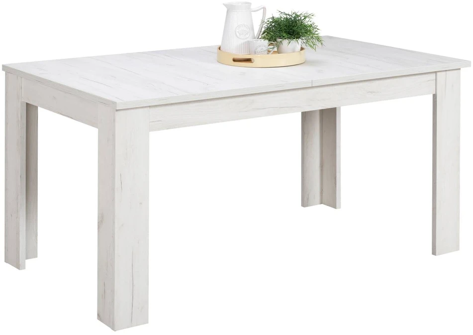 Homestyle4U Valgomojo stalas su kėdėmis, 160.5x90.5x76.5 cm, balta ir ruda