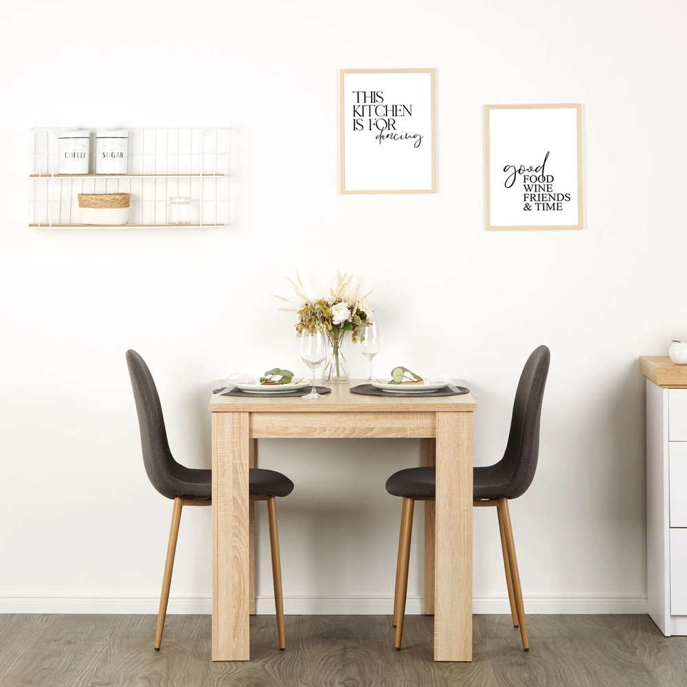 Homestyle4U Valgomojo stalas su kėdėmis, 80x80x75 cm, pilka
