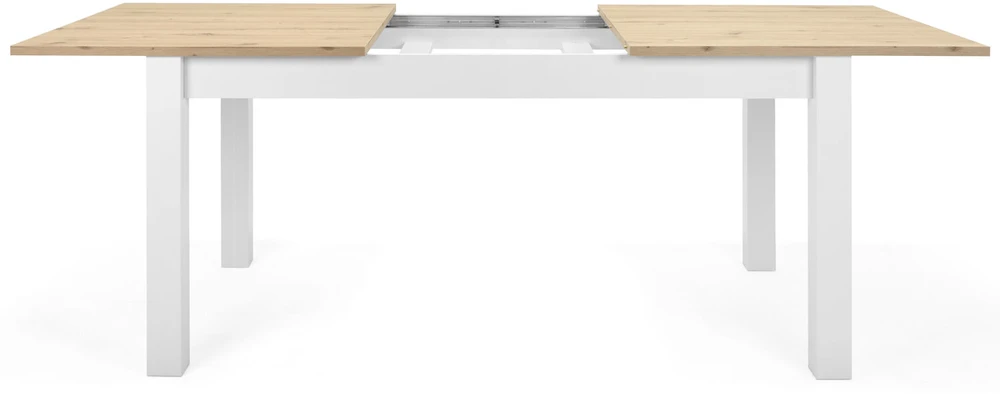 Homestyle4U Valgomojo stalas su kėdėmis, 215x90x75 cm, pilka, balta, ruda
