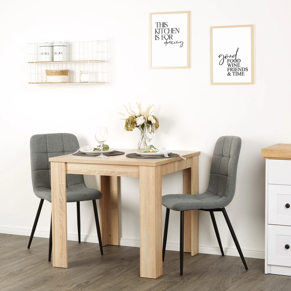 Homestyle4U Valgomojo stalas su kėdėmis, 80x80x75 cm, rudas ir pilkas