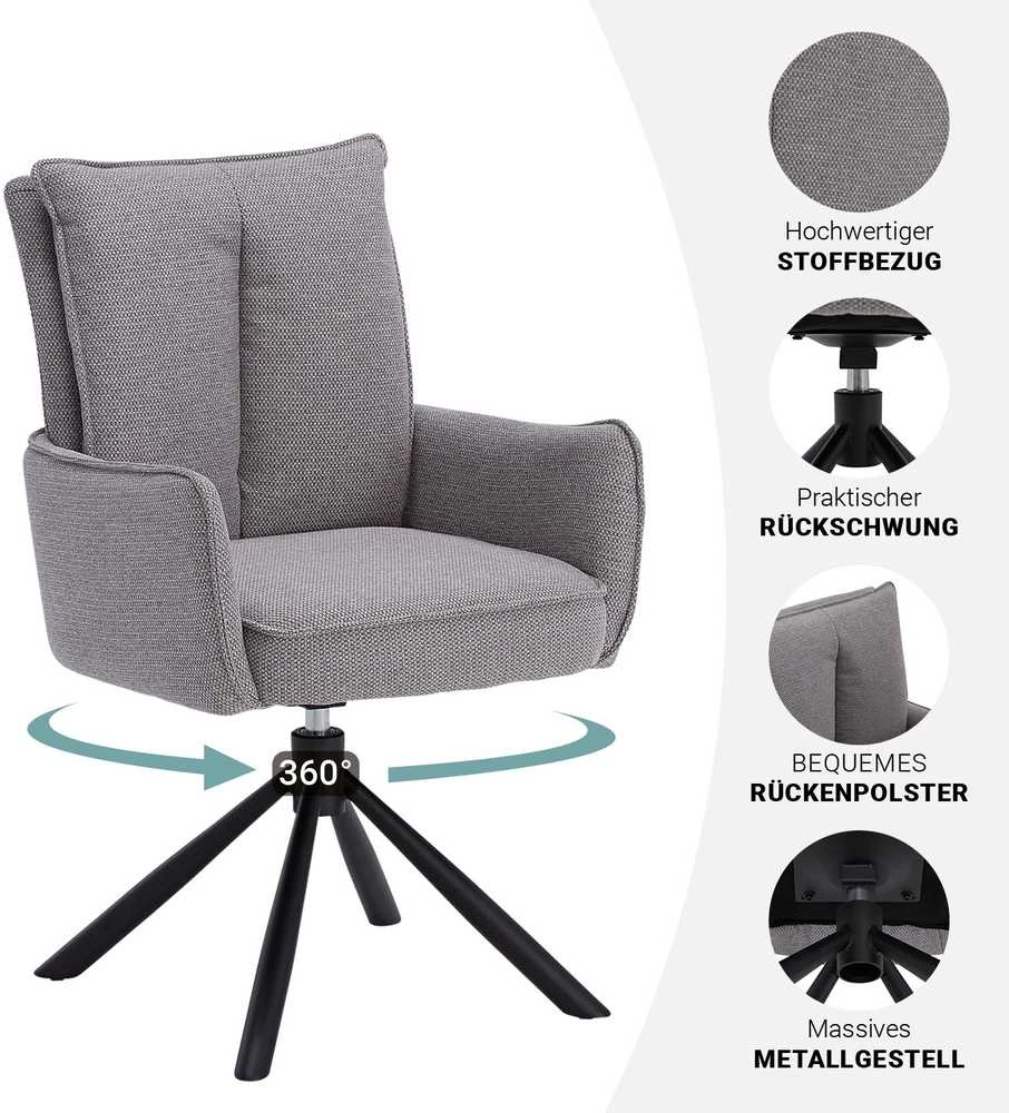 Homestyle4U Valgomojo stalas ir kėdžių komplektas, 200x95x76 cm, ruda, juoda, pilka