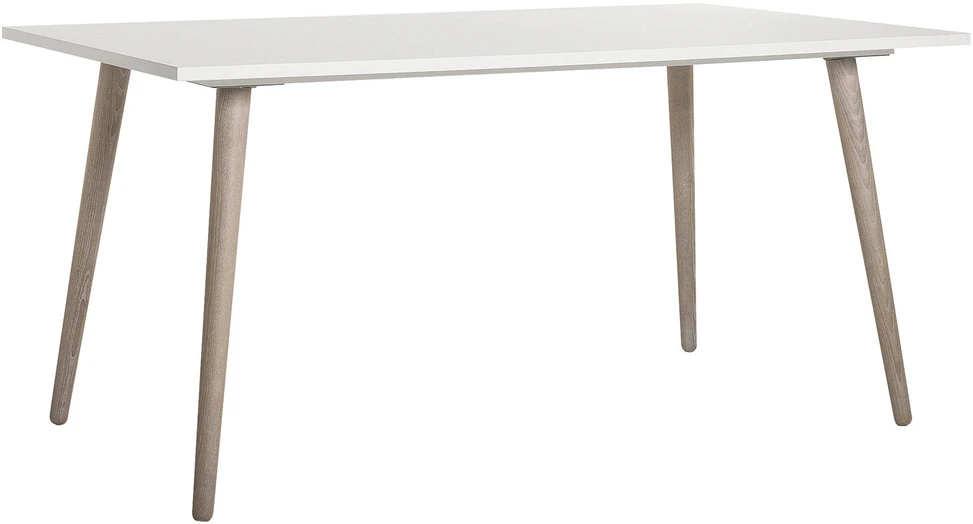 Homestyle4U Valgomojo stalo komplektas, išskleidžiamas valgomojo stalas su 4 aptrauktomis kėdėmis, 160x90x75 cm, balta, pilka