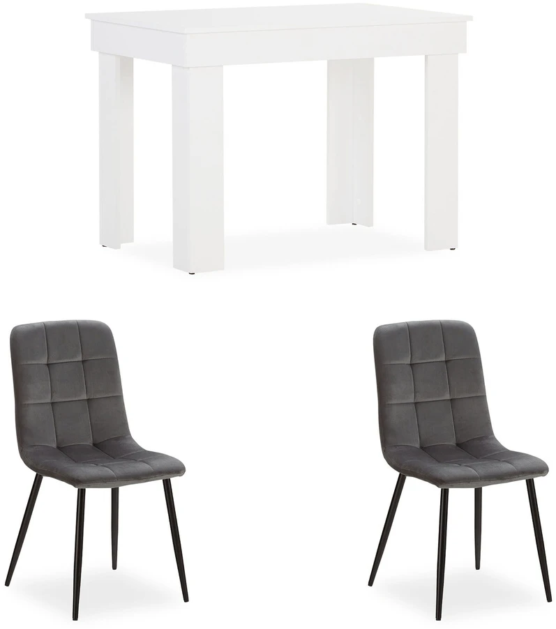 Homestyle4U Valgomojo stalo komplektas, 90x73x60 cm, balta, pilka