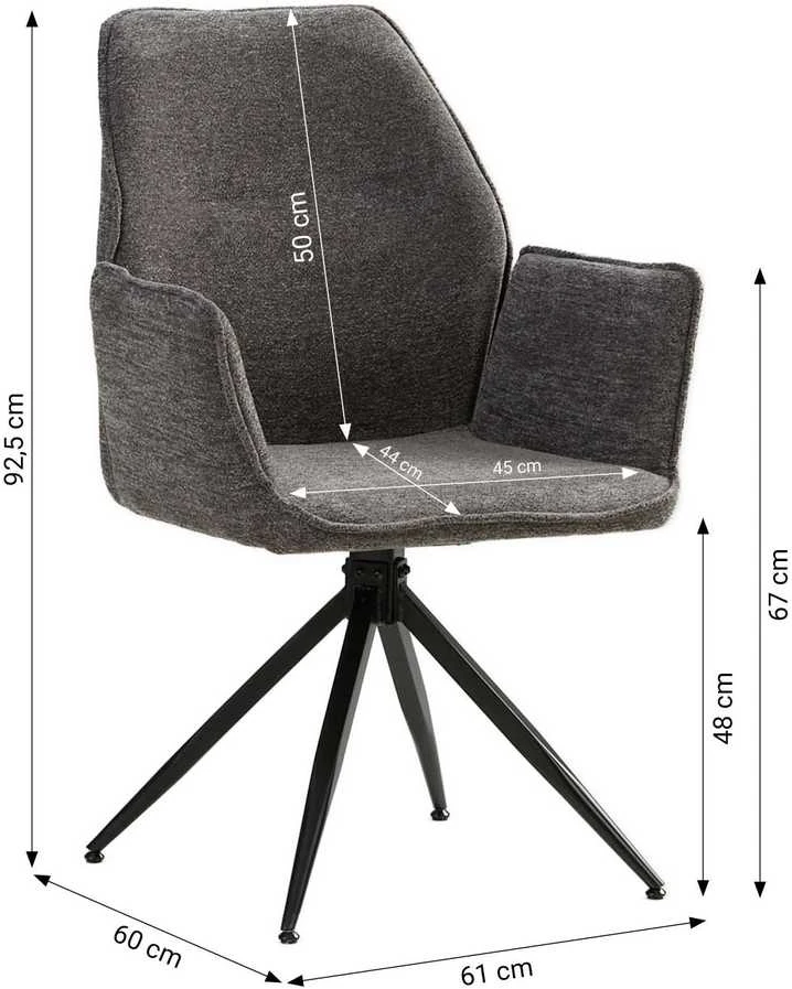Homestyle4U Valgomojo kėdžių komplektas, 61x92,5x60 cm, pilka