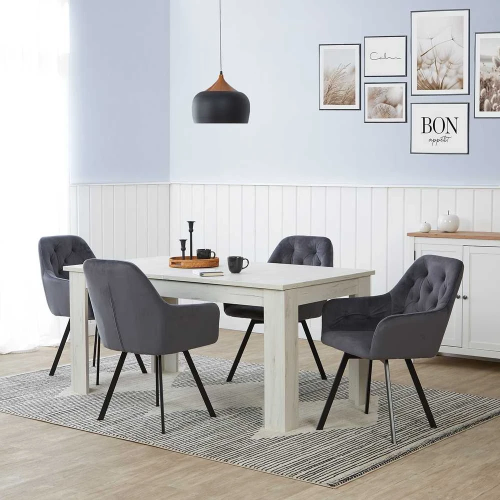 Homestyle4U Valgomojo kėdžių komplektas, 59x87.5x65 cm, pilka